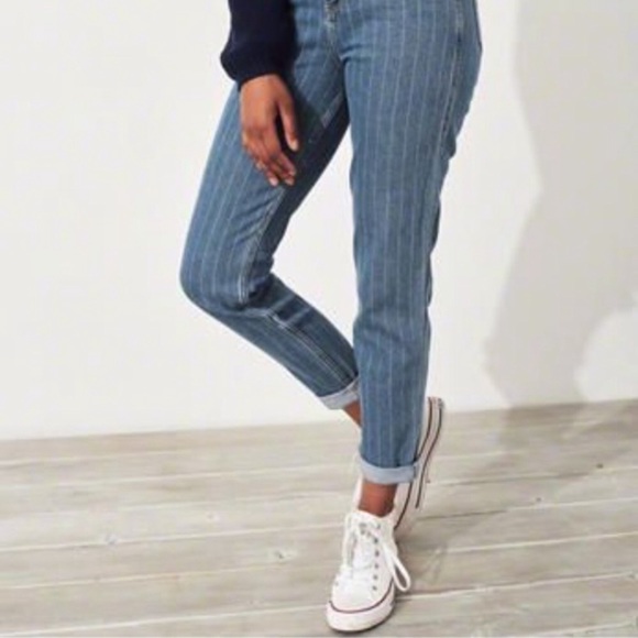 High Rise Mom Pin Stripe Jean 